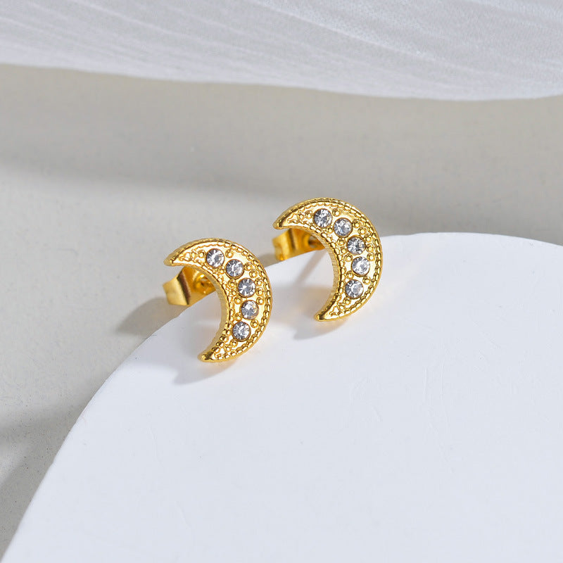 Moon Zircon Stud Earrings