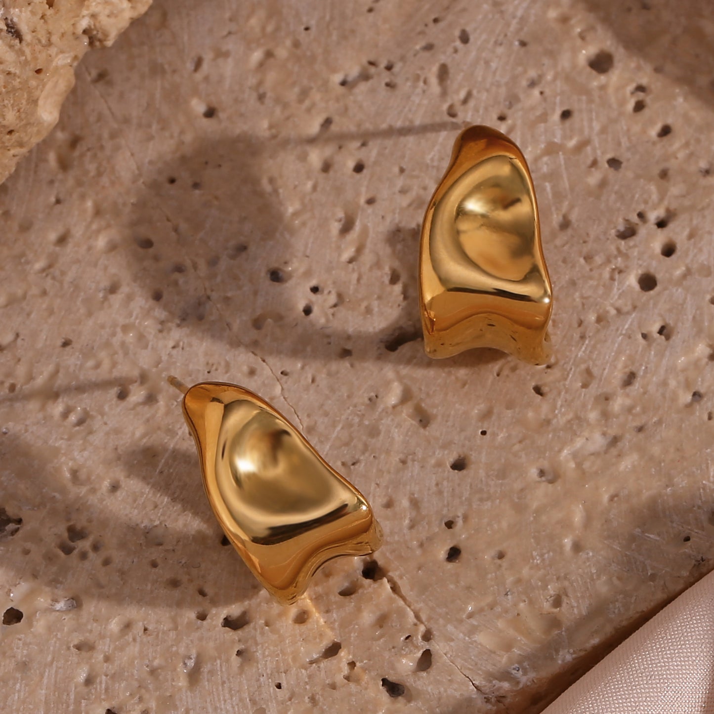 18k Gold Plated Steel Stainless Irregular Trapezoid Waterproof Earrings