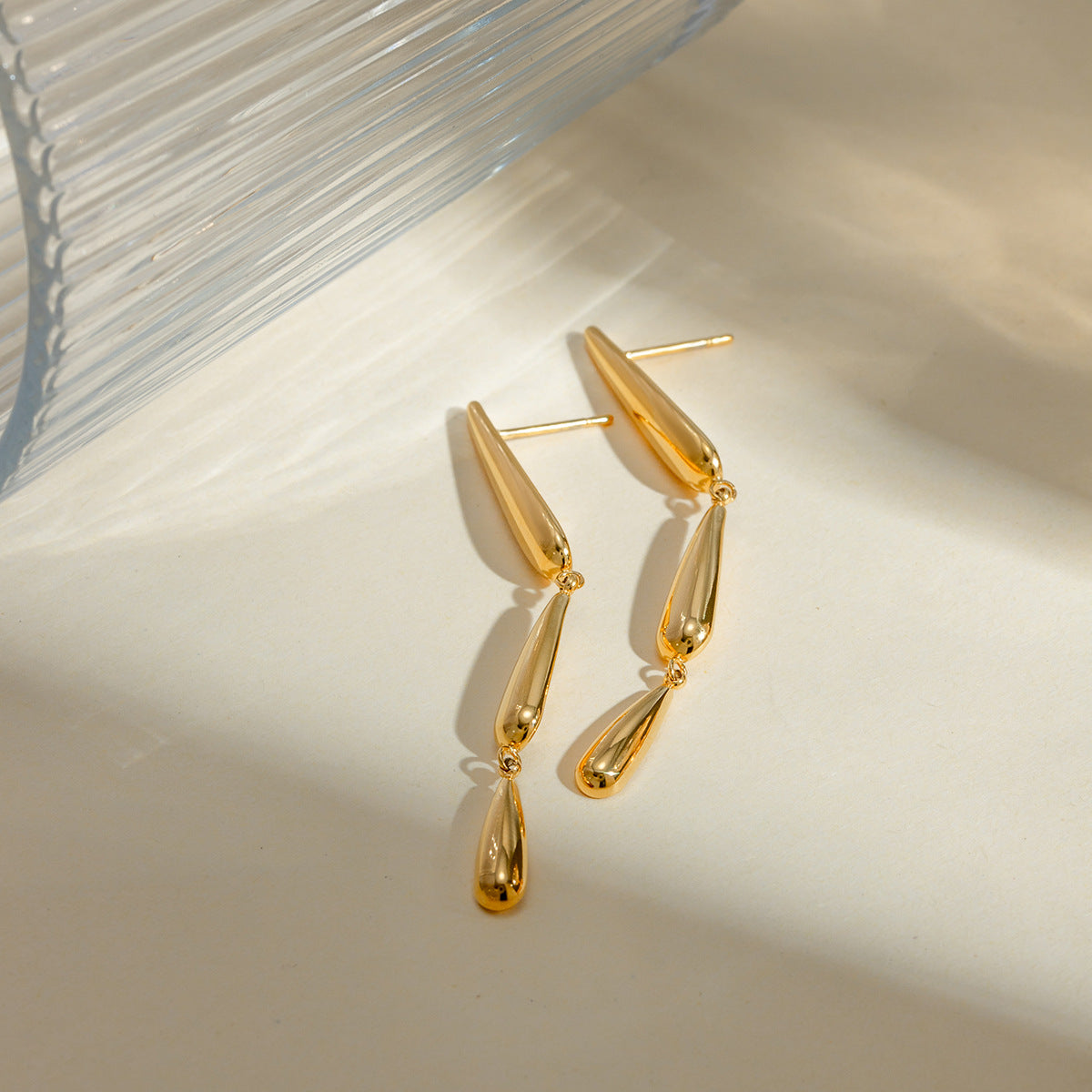 18K Gold Plated Drop Earrings Waterproof