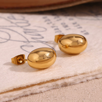 18K Gold Plated Vintage Hollow Bean Stud Waterproof Earrings