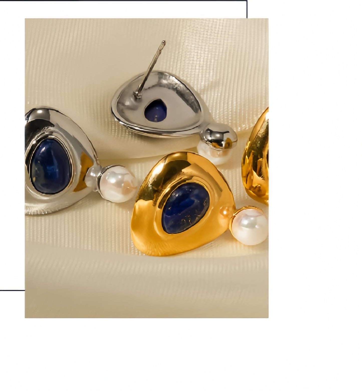 18K Gold Plated Triangle Lapis Lazuli Earrings Waterproof