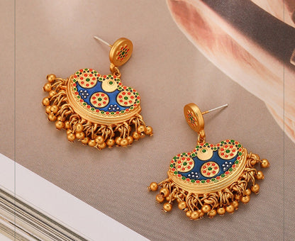 Bohemian Tassel Oil Drop Earrings