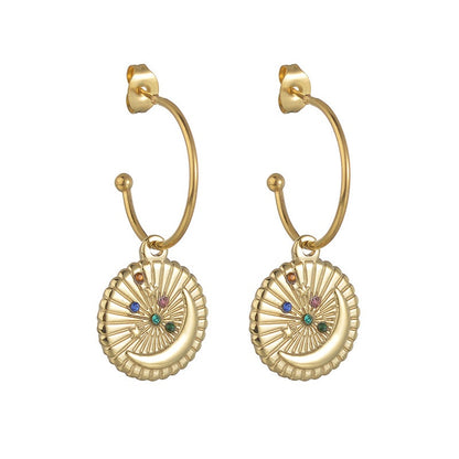 14k Gold Plated Turquoise Zircon Earrings