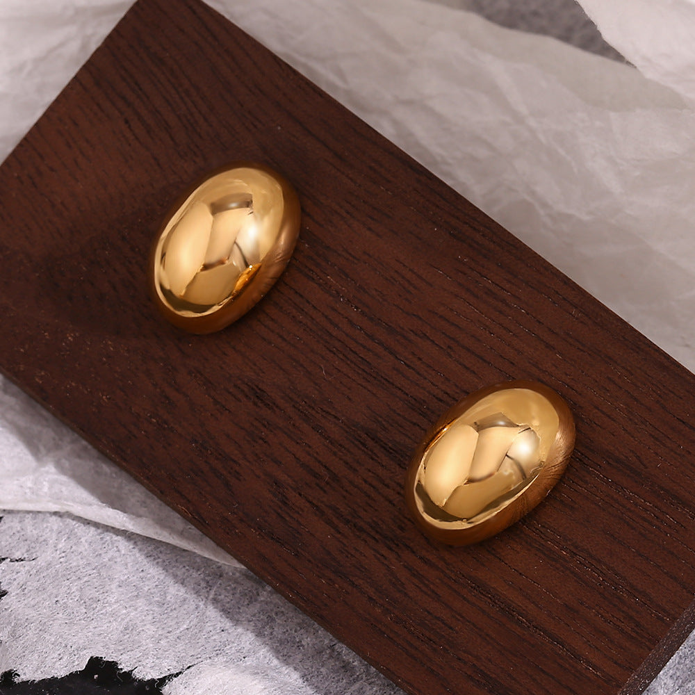 18K Gold Plated Vintage Hollow Bean Stud Waterproof Earrings