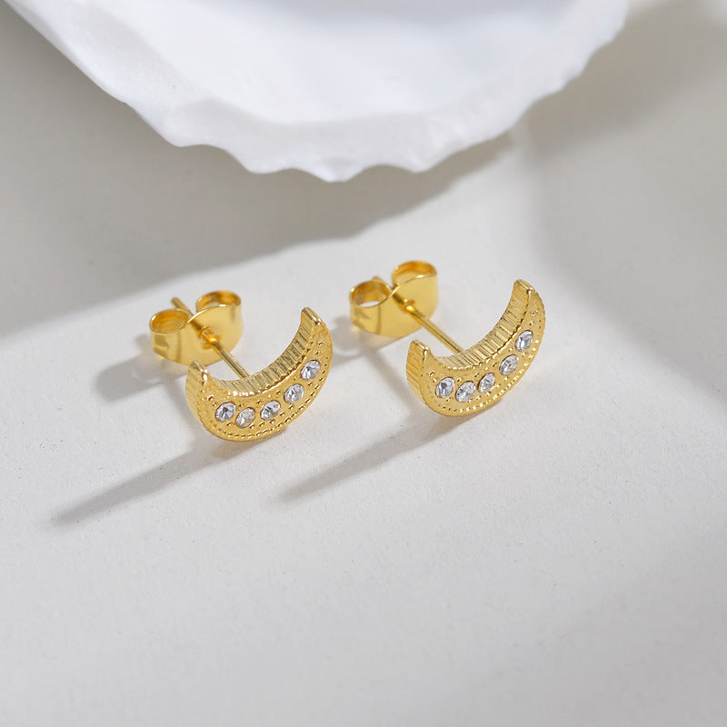 Moon Zircon Stud Earrings