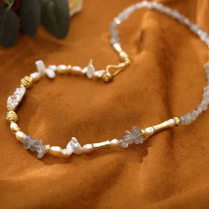 Moonstone Purple Baroque Natural Freshwater Pearl Necklace