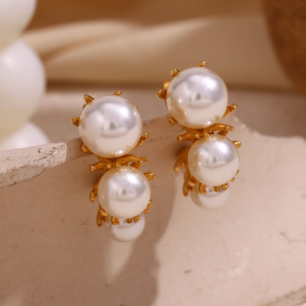 18K Gold Plated Daisy Pearl Waterproof Earrings