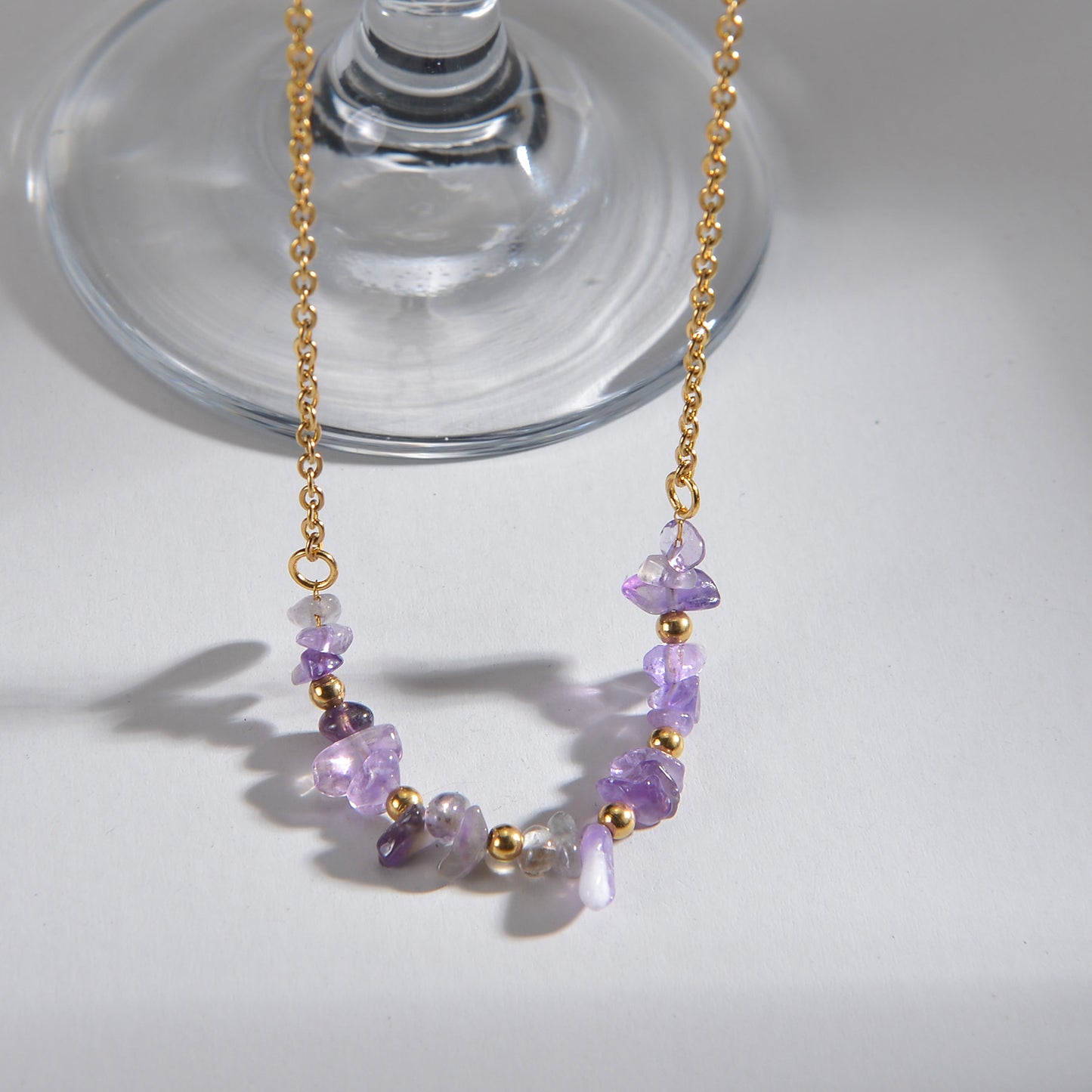 Purple Irregular Stone Beaded Necklace