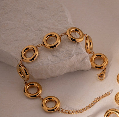 18K Gold Plated Round Style Bracelet Waterproof