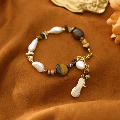 Tiger Eye Baroque Freshwater Pearl Versatile Bracelet