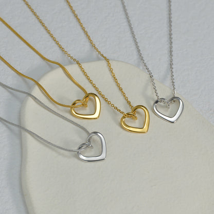 18K Gold Plated Hollow Heart Pendant Necklace