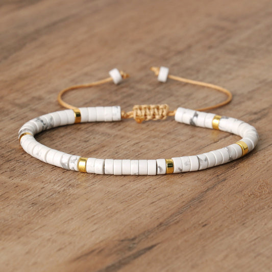 Natural White Turquoise Woven Bracelet