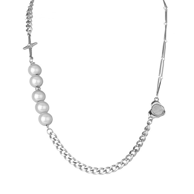 Zircon Heart Pearl Necklace