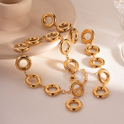 18K Gold Plated Three Round Style Earrings Waterproof