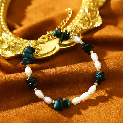 Butterfly Pendant Green Shell Baroque Pearl Bracelet