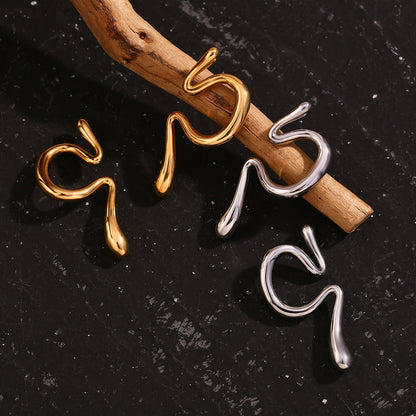 18K Stainless Steel Irregular Waterproof Curved Ear-clips