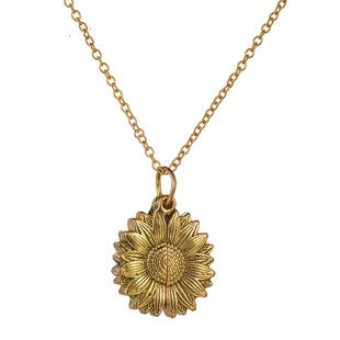 18K Gold Plated Openable Sunflower Round Pendant Necklace