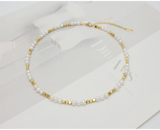 Golden Natural Freshwater Pearl Necklace