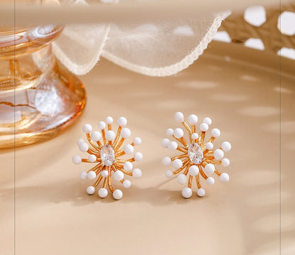 White Oil Dripping Firework Earrings