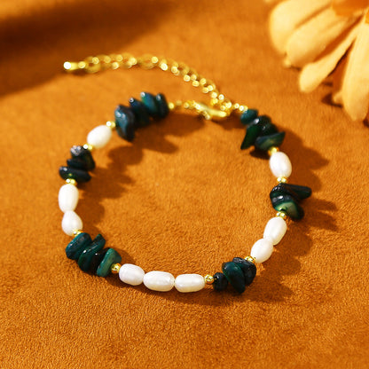 Butterfly Pendant Green Shell Baroque Pearl Bracelet