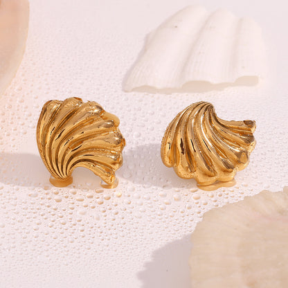 18K Gold Plated Shell Stud Waterproof Earrings