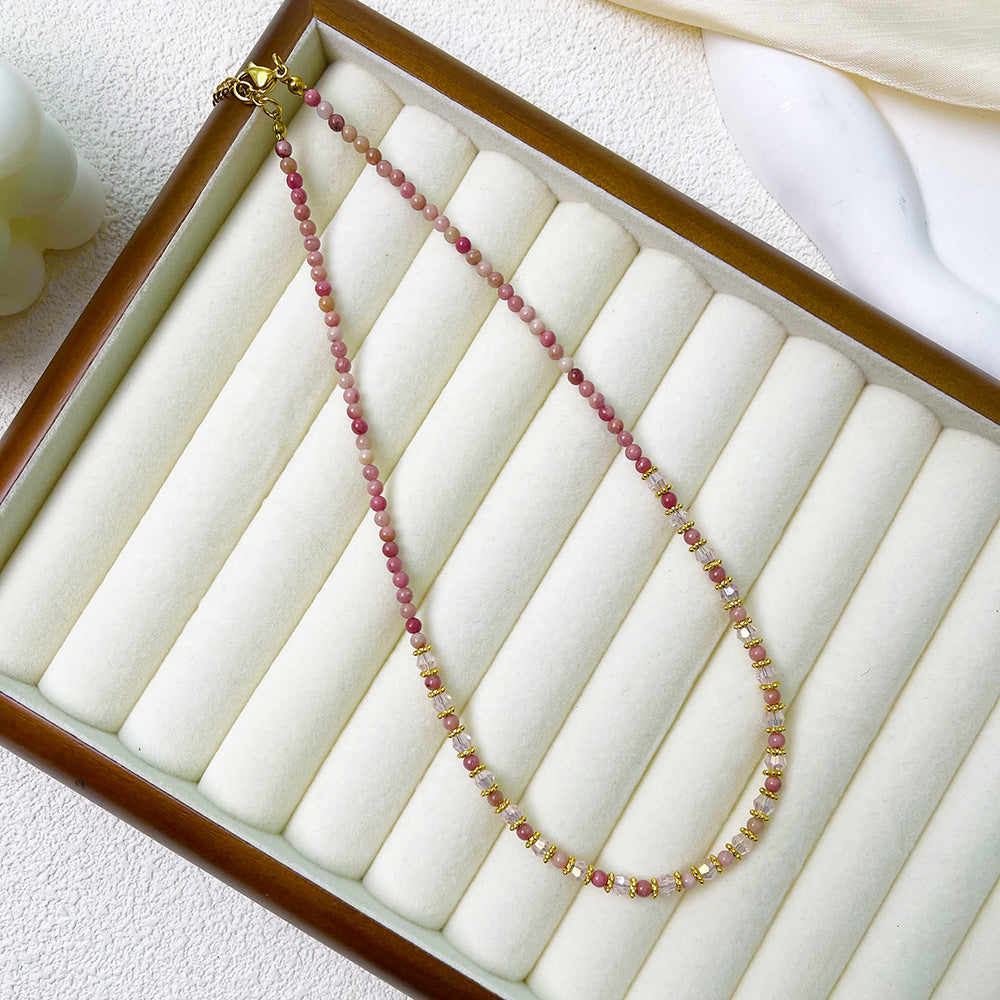 Natural gray rhodolite crystal necklace