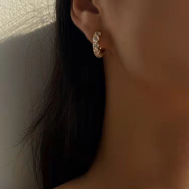 French Zircon Hoop Earrings