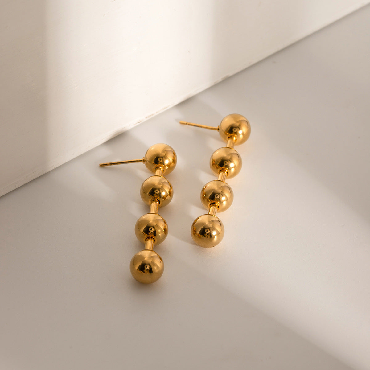 18K Gold Plated Round Drop Earrings Waterproof