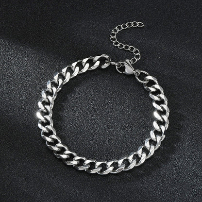 Unisex Polished Stainless Steel Six-Sided Bracelet