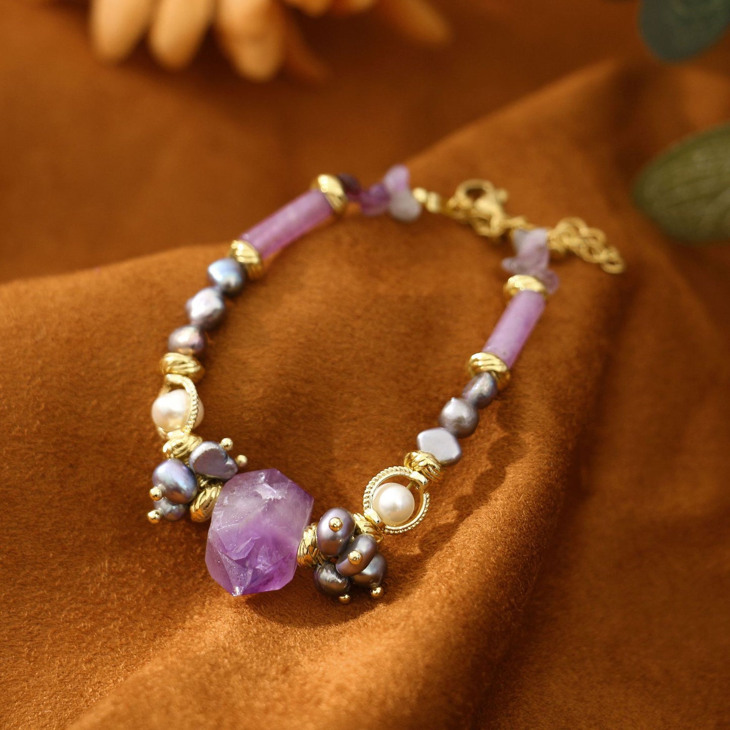 Gray Pearl Amethyst Baroque Versatile Bracelet