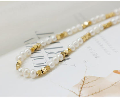 Golden Natural Freshwater Pearl Necklace