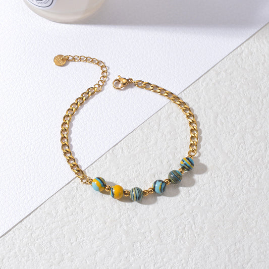 18K Gold Plated Macaron Beaded Bracelet