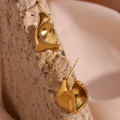 18k Gold Plated Steel Stainless Irregular Trapezoid Waterproof Earrings