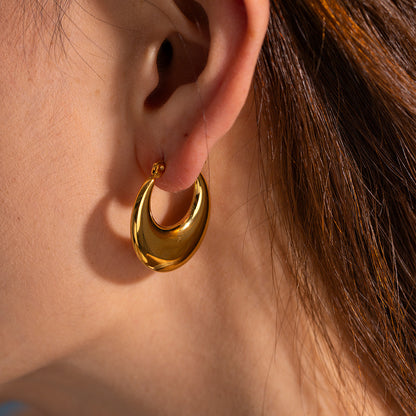 18K Gold Plated/Stainless Crescent Moon Earrings Waterproof