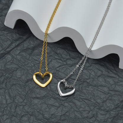 18K Gold Plated Hollow Heart Pendant Necklace