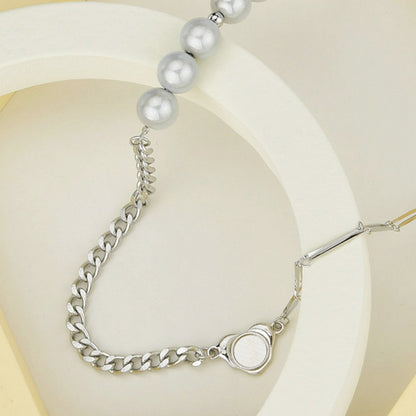 Zircon Heart Pearl Necklace