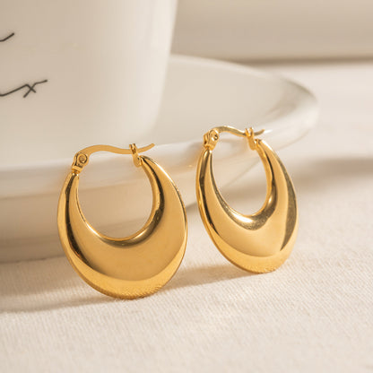 18K Gold Plated/Stainless Crescent Moon Earrings Waterproof