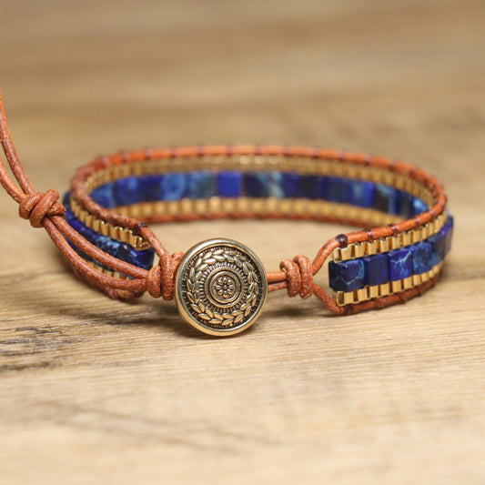 Natural Lapis Lazuli Leather Woven Bracelet