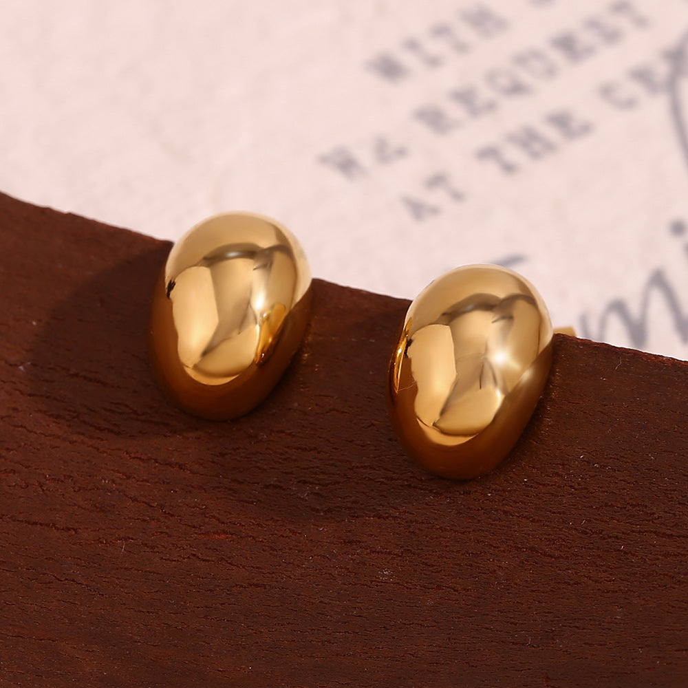 18K Gold Plated Vintage Hollow Bean Stud Waterproof Earrings