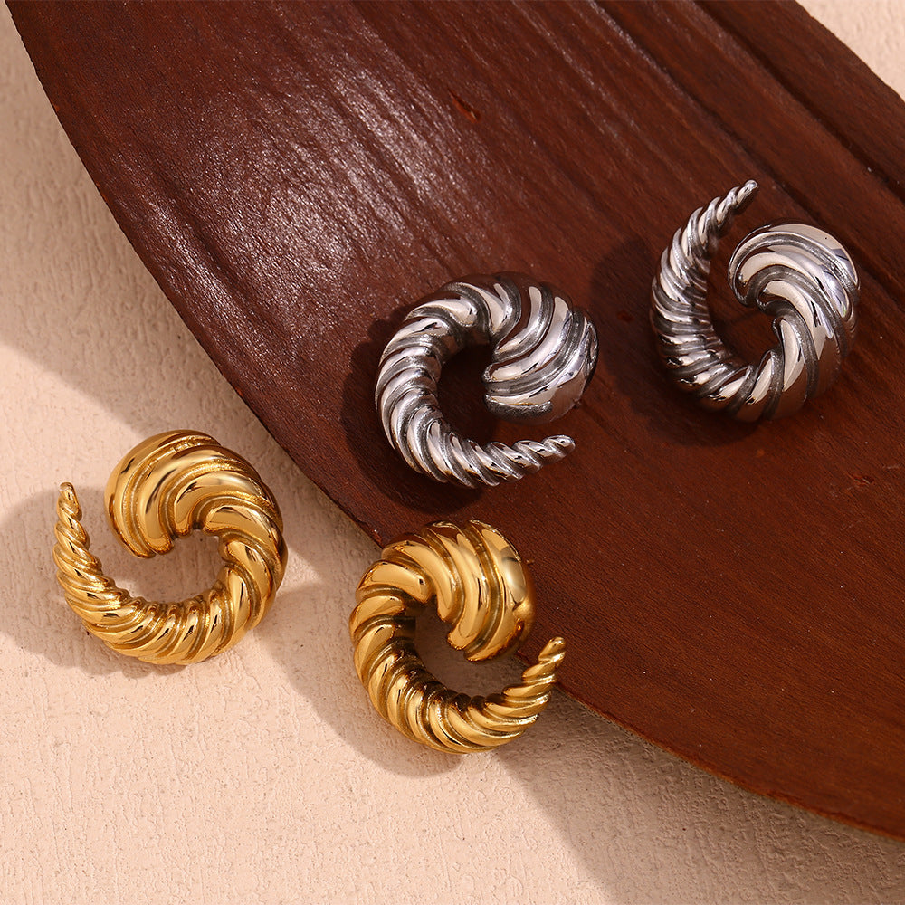 18K Gold Plated Whirlwind Horn Pattern Waterproof Earrings