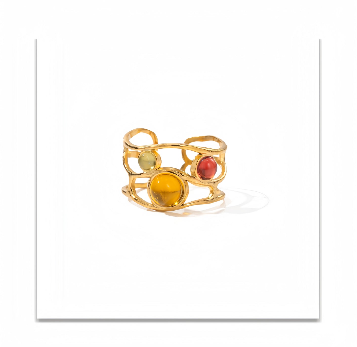 18K Gold Plated Colorful Resin Open Ring Waterproof