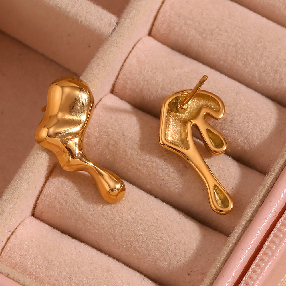 18K Gold Plated Abstract Lava Love Waterproof Earrings