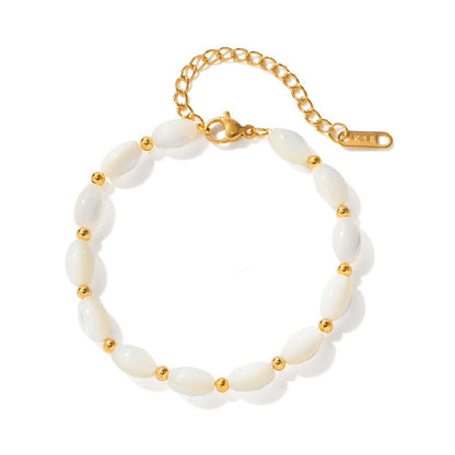 18K Gold Plated Shell Beaded Pendant Bracelet Waterproof