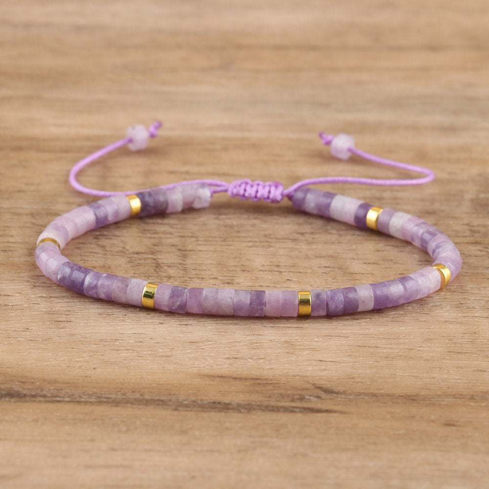 Natural Purple Mica Stone Woven Bracelet