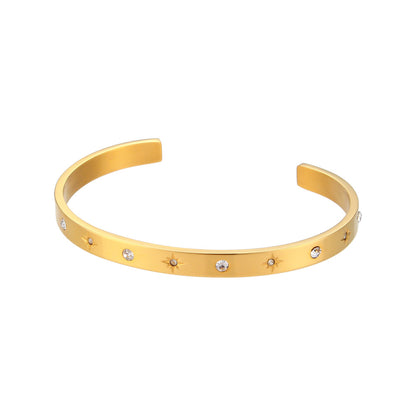 18K Gold Plated Zircon Open Waterproof Bangle