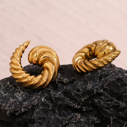 18K Gold Plated Whirlwind Horn Pattern Waterproof Earrings