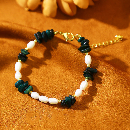 Butterfly Pendant Green Shell Baroque Pearl Bracelet