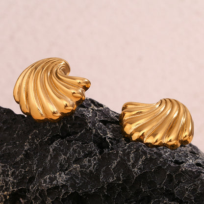 18K Gold Plated Shell Stud Waterproof Earrings