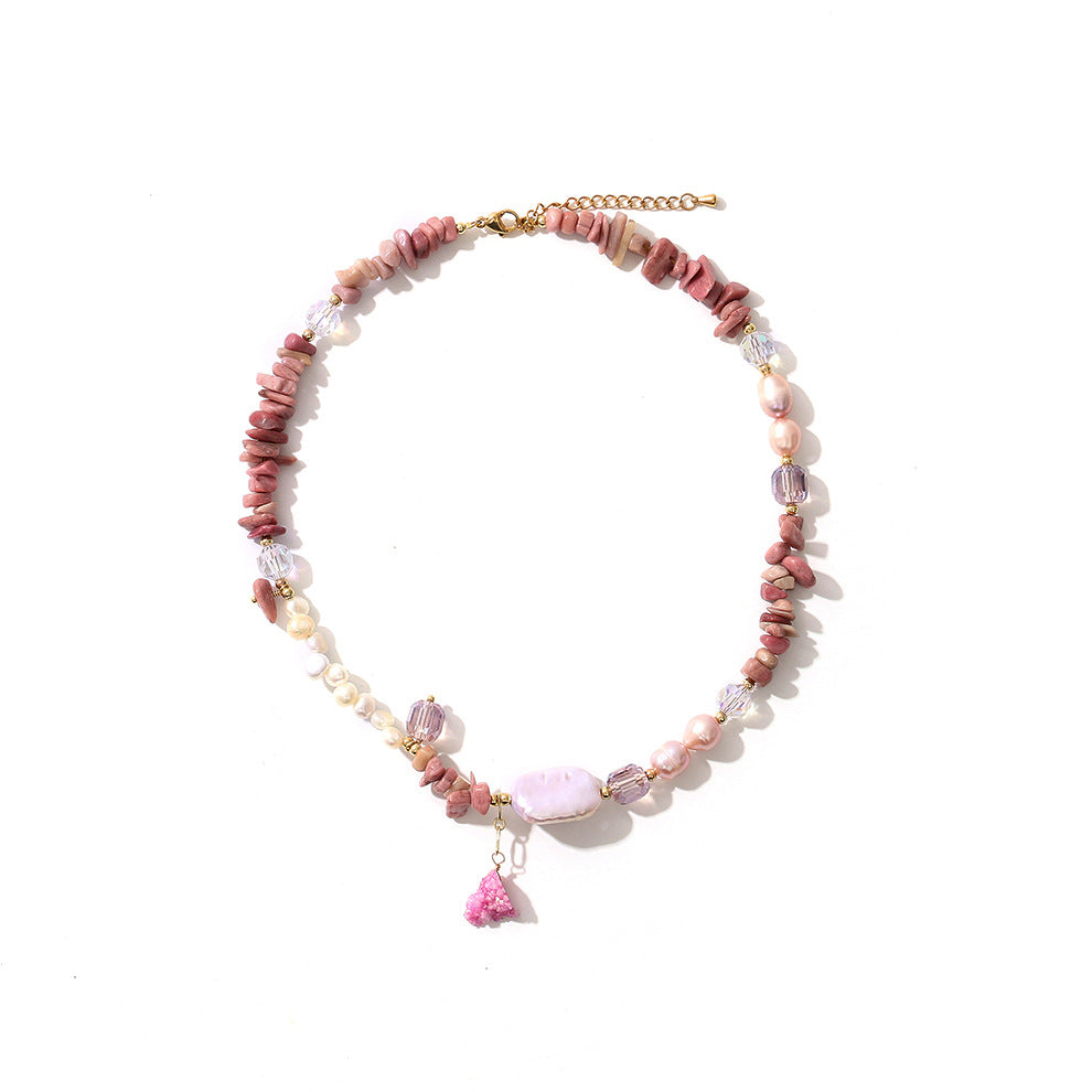 Baroque Rose Stone Natural Freshwater Pearl Necklace