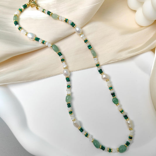 Green Aventurine Freshwater Natural Pearl Necklace